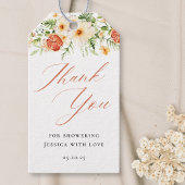 Elegante Citrus Bloemige Bruiloftsdankjeshouding Cadeaulabel