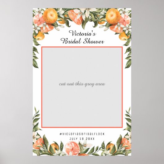 Elegante citrus botanische bruiloftsshower fotorek poster (Voorkant)