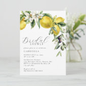 Elegante Citrus Citroen Bruiloftsborrel Kaart (Staand voorkant)