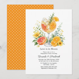 Elegante Citrus Cocktail Bloemachtige Verlobingsfe Kaart
