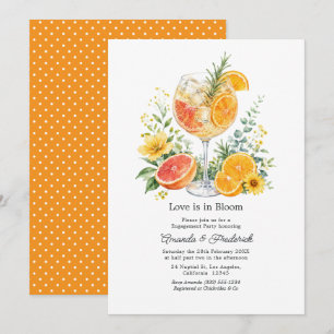 Elegante Citrus Cocktail Bloemachtige Verlobingsfe Kaart