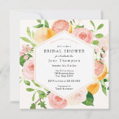 Elegante Citrus Floral Bridal Shower uitnodiging (Voorkant)