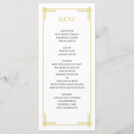 Elegante Citrus Gele Trouwmenu van het Eiland Menu (Voorkant)