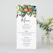 Elegante citrus groen oranje bloesem menu (Staand voorkant)