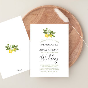 Elegante Citrus Lemon Greenery bruiloft Kaart