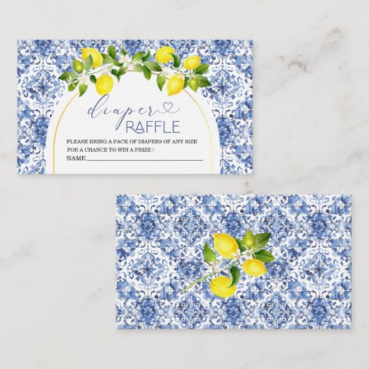 Elegante Citrus Lemon Waterverf baby shower diape Informatiekaartje (Voorkant / Achterkant)