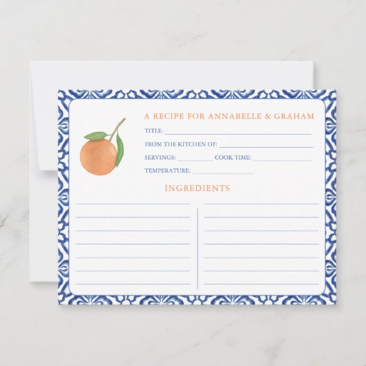 Elegante Citrus Mediterraan Esthetisch Receptkaart Kaart (Voorkant)