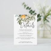 Elegante Citrus Orchard Boho Wedding Guest Details Informatiekaartje (Staand voorkant)