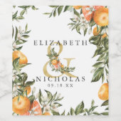 Elegante Citrus Orchard gepersonaliseerde bruiloft Wijn Etiket (Enkel label)