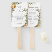 Elegante Citrus Orchard | Trouwprogramma Hand Fan Handwaaier (Voorkant en achterkant)