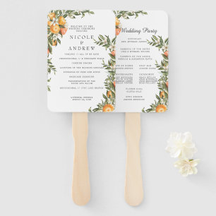 Elegante Citrus Orchard Trouwprogramma Hand Fan Handwaaier