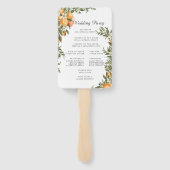 Elegante Citrus Orchard | Trouwprogramma Hand Fan Handwaaier (Achterkant)