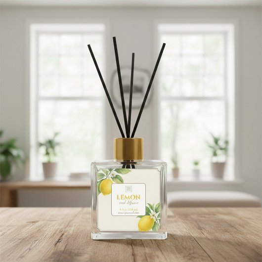 Elegante citrus-reeddiffusersticker vierkante sticker