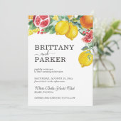 Elegante Citrus Waterverf Botanische Bruiloft Kaart (Staand voorkant)