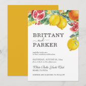 Elegante Citrus Waterverf Botanische Bruiloft Kaart (Voorkant / Achterkant)
