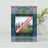 Elegante Clan Campbell Blue Tartan Family Foto Feestdagenkaart (Staand voorkant)