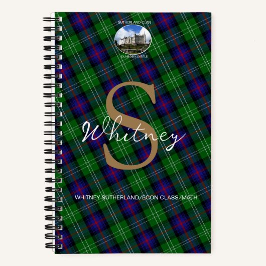 Elegante Clan Sutherland Dunrobin Castle Monogram Notitieboek (Voorkant)