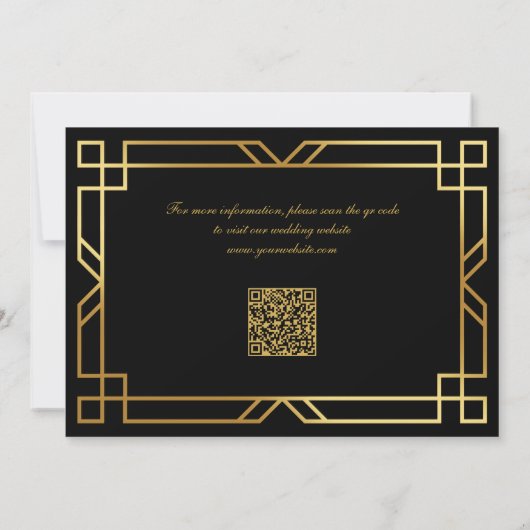 Elegante Classic Black Gold QR-code Bewaar de datu Kaart (Achterkant)