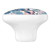 Elegante Classic Bloemen Blauw, Mauve, Bord Roze Keramische Knop (Zijkant)