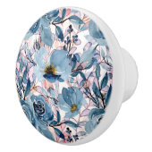 Elegante Classic Bloemen Blauw, Mauve, Bord Roze Keramische Knop (Rechts)