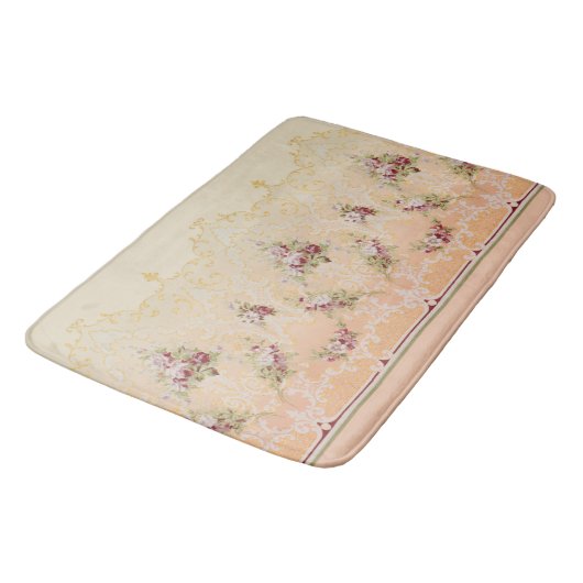 Elegante Classic Bloemen en Gouden Rococo Filigraa Badmat (Gekanteld)
