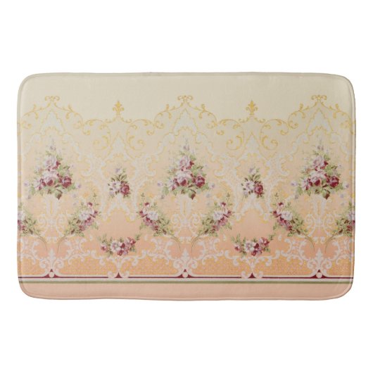 Elegante Classic Bloemen en Gouden Rococo Filigraa Badmat (Voorkant)