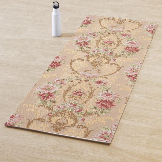 Elegante Classic Bloemen en Gouden Rococo Filigraa Yogamat (In situ)