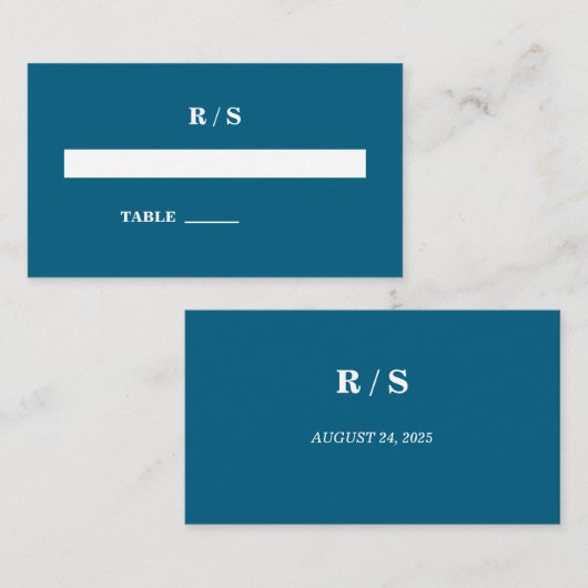 Elegante Classic Blue Monogram Place Card Plaatskaartje (Voorkant / Achterkant)