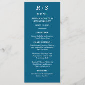 Elegante Classic Blue Monogram Wedding Menu Kaart (Voorkant)