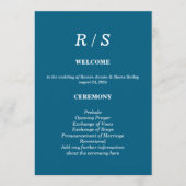 Elegante Classic Blue Monogram Wedding Program Kaa Programmakaart (Voorkant)