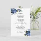 Elegante Classic Blue Rozen bruiloft receptie Kaart (Staand voorkant)