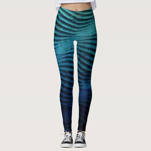 Elegante Classic Blue Waves in Waterverf Leggings (Voorkant)