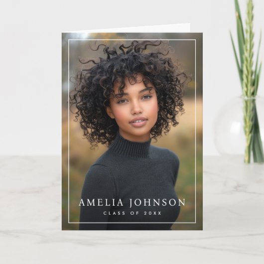 Elegante classic border afstuderen afstuderen foto bedankkaart (Voorkant)
