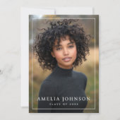 Elegante classic border afstuderen afstuderen foto bedankkaart (Voorkant)