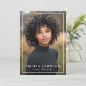 Elegante classic border afstuderen afstuderen foto bedankkaart (Staand voorkant)