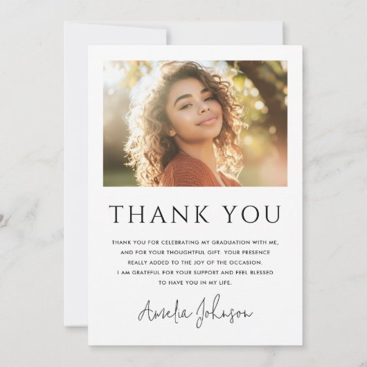 Elegante classic border afstuderen afstuderen foto bedankkaart (Achterkant)