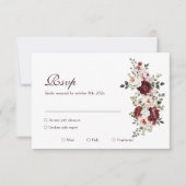 Elegante Classic Bourgondische Roos bruiloft RSVP Kaartje (Voorkant)