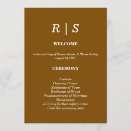 Elegante Classic Brow Monogram Trouwprogramma Kaar Programmakaart