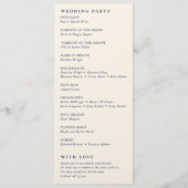 Elegante Classic Cream & Franse Blauwe Bloemen Huw Programmakaart (Achterkant)