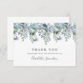 Elegante Classic Dusty Blue Floral 50ste verjaarda Bedankkaart (Voorkant / Achterkant)