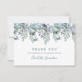 Elegante Classic Dusty Blue Floral 70e verjaardag Bedankkaart (Voorkant)