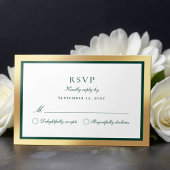 Elegante Classic Faux Gold Emerald Green RSVP-kaar RSVP Kaartje
