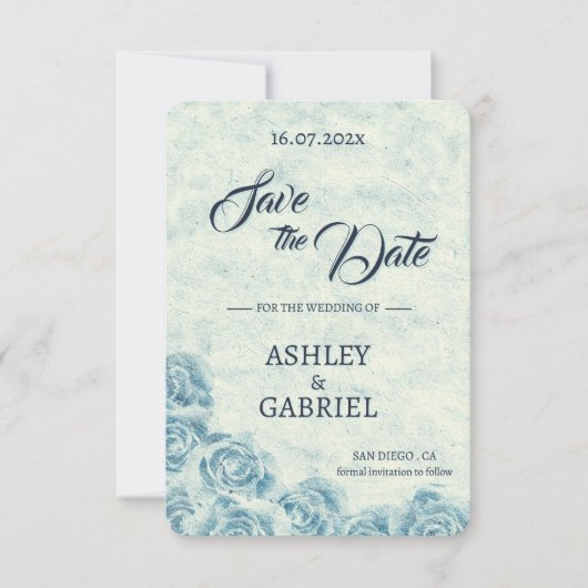 Elegante Classic Floral Rustic Wedding Save Date 2 Save The Date (Voorkant)