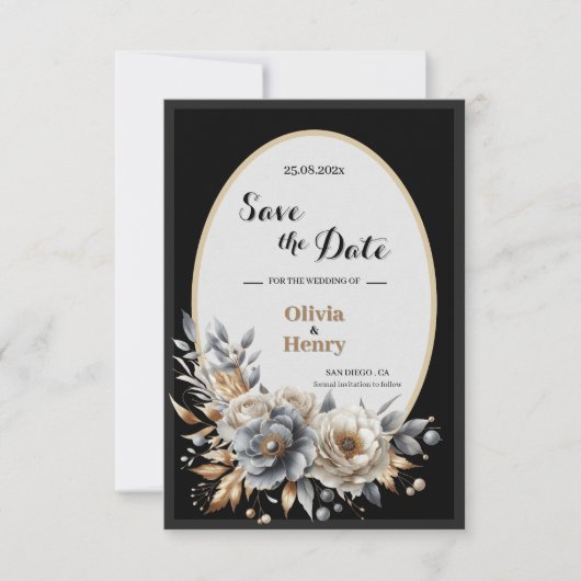 Elegante Classic Floral Rustic Wedding Save Date 5 Save The Date (Voorkant)