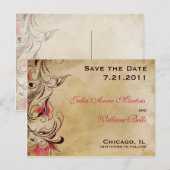 Elegante Classic  Floral Save the Date Aankondigingskaart (Voorkant / Achterkant)