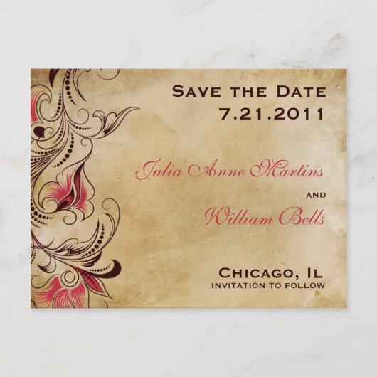 Elegante Classic  Floral Save the Date Aankondigingskaart (Voorkant)