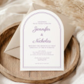 Elegante Classic Formele Franse Lila Trouwboog Kaart