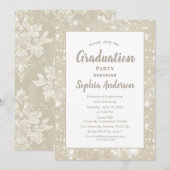 Elegante Classic Glitter Afstuderen Invitation Kaart (Voorkant / Achterkant)