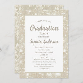 Elegante Classic Glitter Afstuderen Invitation Kaart