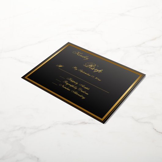 Elegante Classic Gold Script Wedding RSVP Kaart (Gedraaid)